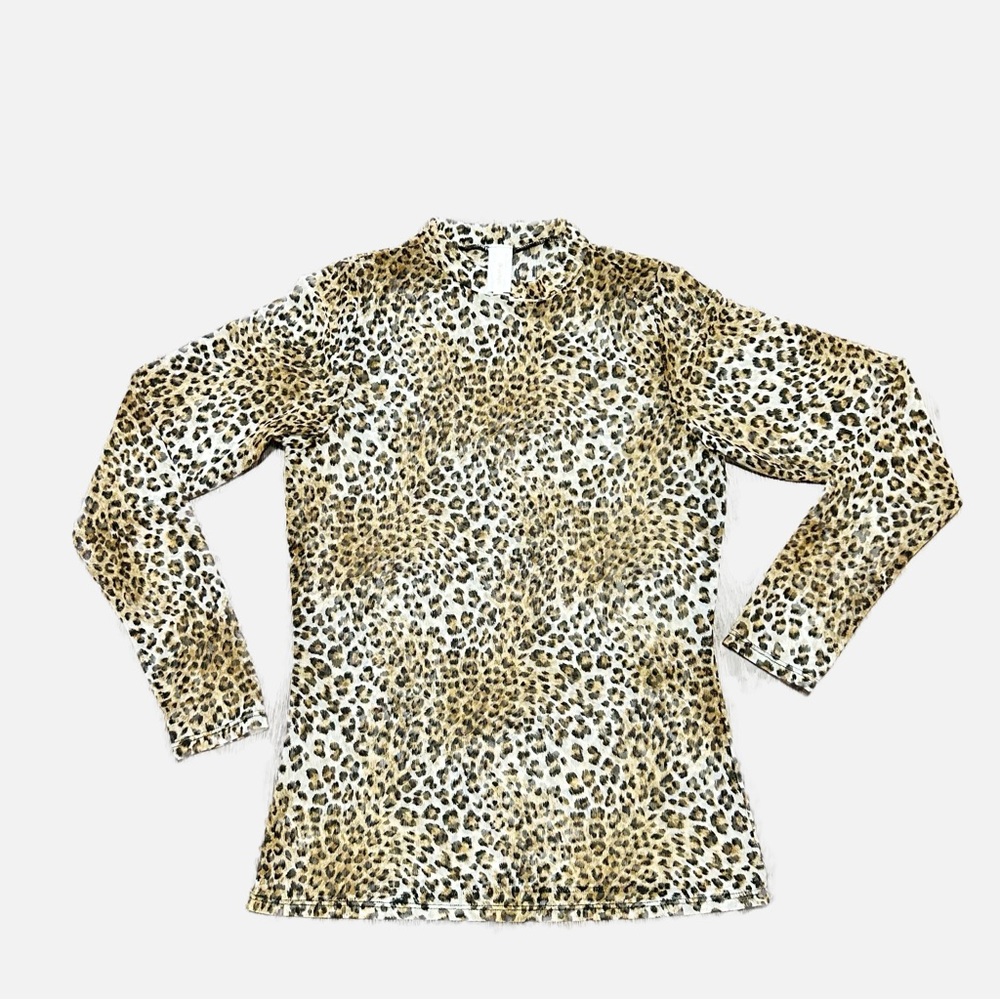 Bluebell Sheer Cheetah Layering mock neck top XL